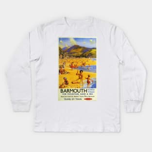 Barmouth North Wales - Vintage Travel Kids Long Sleeve T-Shirt